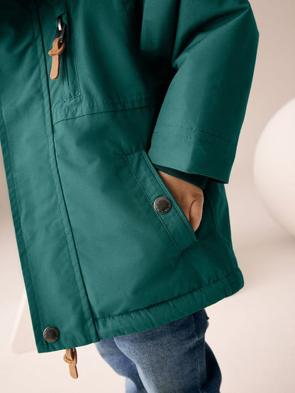 Forest Green Waterproof Borg Lined Parka Coat (3mths-7yrs)