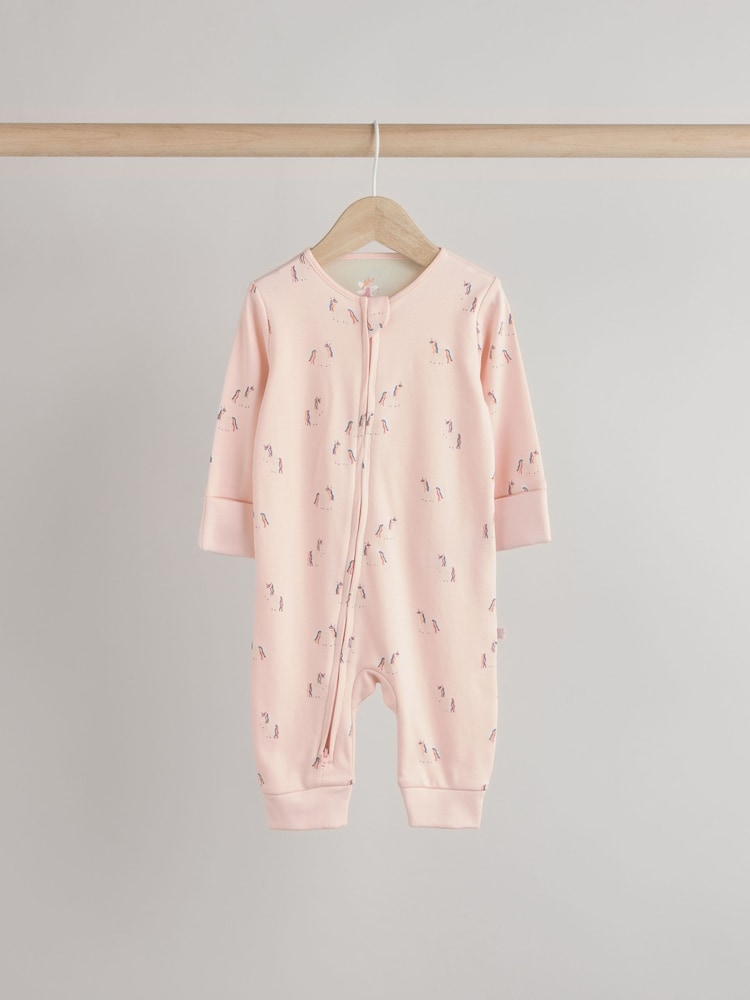 Pastel Character 3 Pack Two Way Zip Baby Sleepsuits (0mths-3yrs)