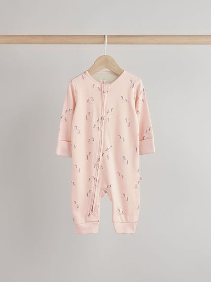 Pastel Character 3 Pack Two Way Zip Baby Sleepsuits (0mths-3yrs)
