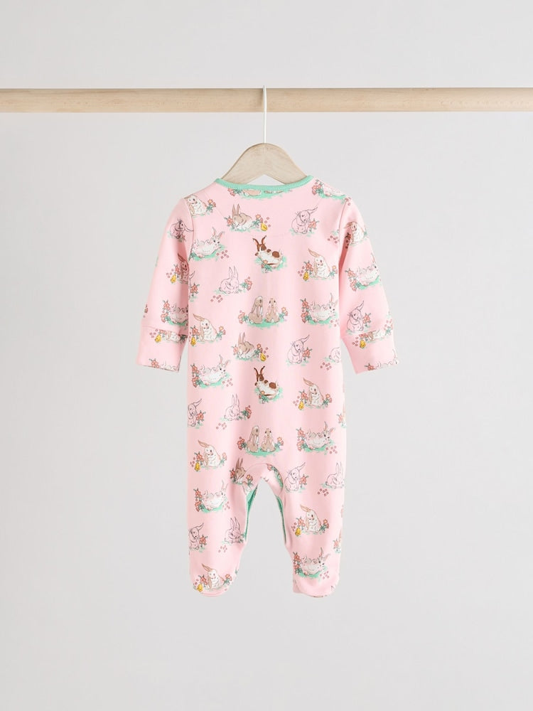 Pink/Ecru Cath Kidston Floral Baby 100% Cotton Sleepsuits 3