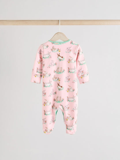 Pink/Ecru Cath Kidston Floral Baby 100% Cotton Sleepsuits 3