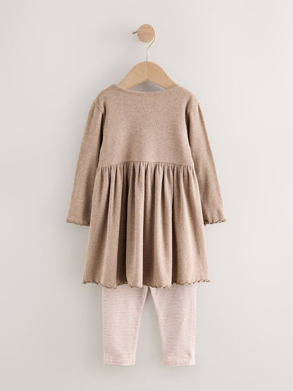 Neutral Bear Long Sleeve Dress and Leggings Set (3mths-7yrs)