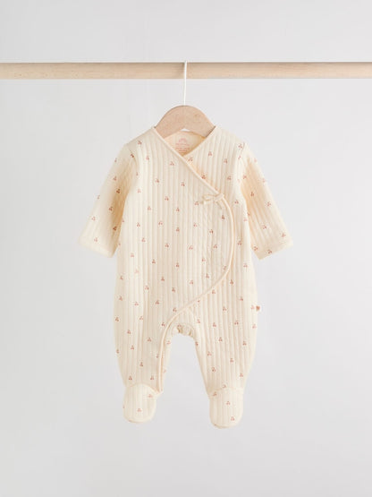 Pink/Cream Quilted Baby Sleepsuits 2 Pack