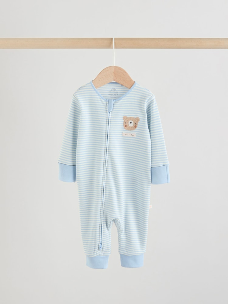 Blue Bear Two Way Zip Baby Sleepsuits 3 Pack (0mths-3yrs)