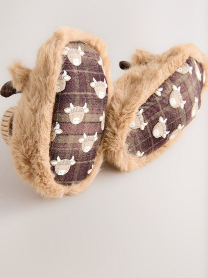 Tan Brown Hamish The Highland Cow Baby Sock Top Boots (0-18mths)