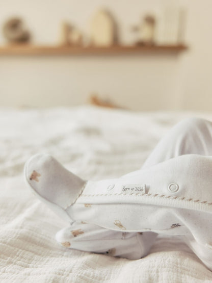 White Born in 2026 Baby Sleepsuit & Hat Set (0-9mths)