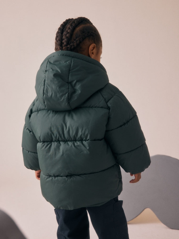 Khaki Green Dinosaur Pocket Padded Coat (3mths-7yrs)
