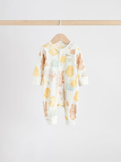 Yellow Easter Character Two Way Zip Baby Sleepsuits 3 Pack (0mths-3yrs)