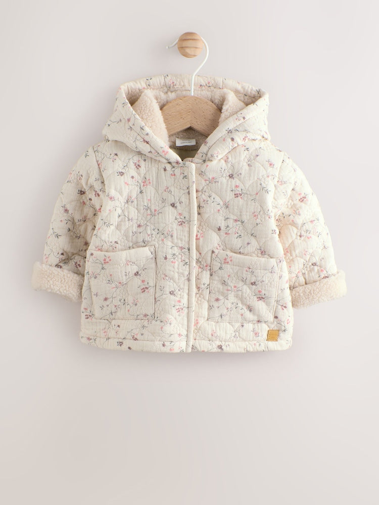 Ecru Floral Baby Crinkle Jersey Coat (0mths-2yrs)