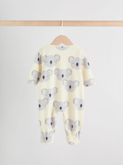 Grey Baby Micro Fleece Two Way Zip Sleepsuits 2 Pack