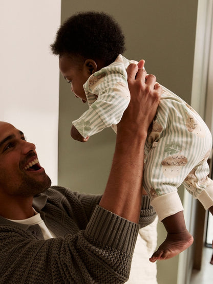 Cream Autumn Pumpkin Two Way Zip Footless Baby Sleepsuits