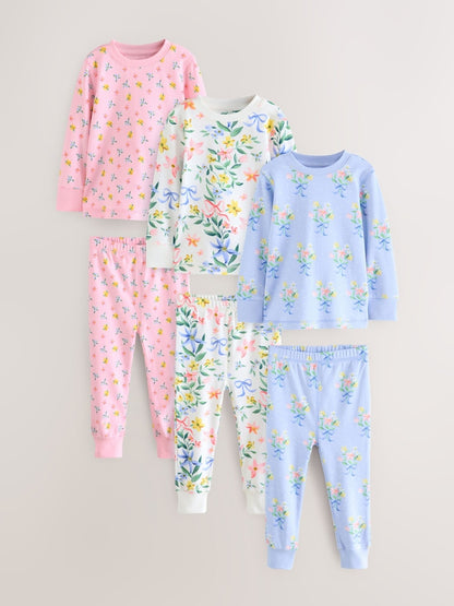 Pink/Blue Snuggle Pyjamas 3 Pack (9mths-16yrs)