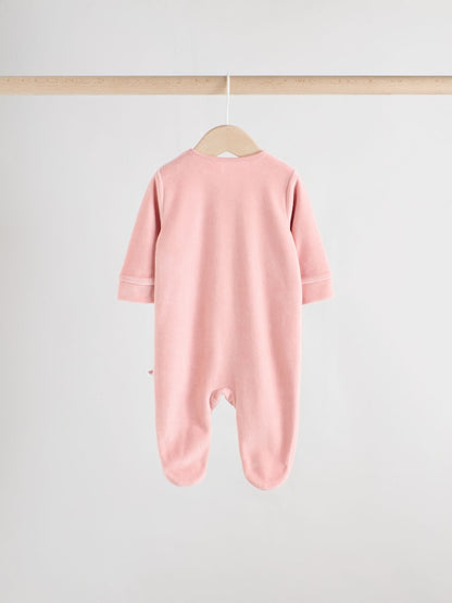 Pink Velour Baby Sleepsuits 2 Pack (0mths-2yrs)