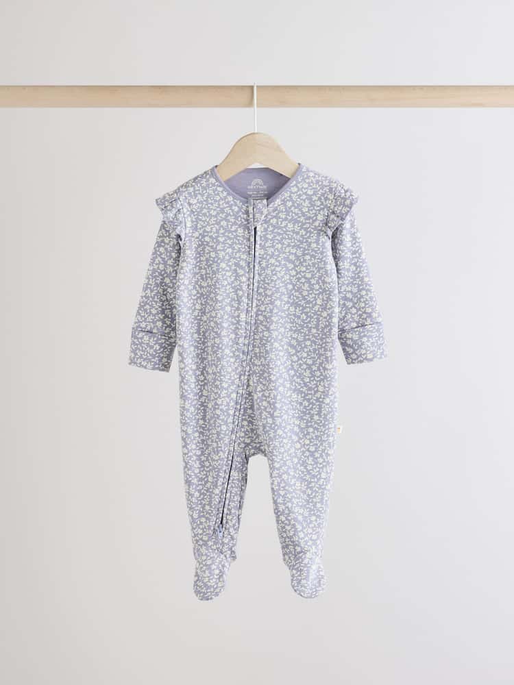Blue Cherry Two Way Zip Sleepsuits 3 Pack (0-2yrs)