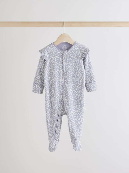 Blue Cherry Two Way Zip Sleepsuits 3 Pack (0-2yrs)