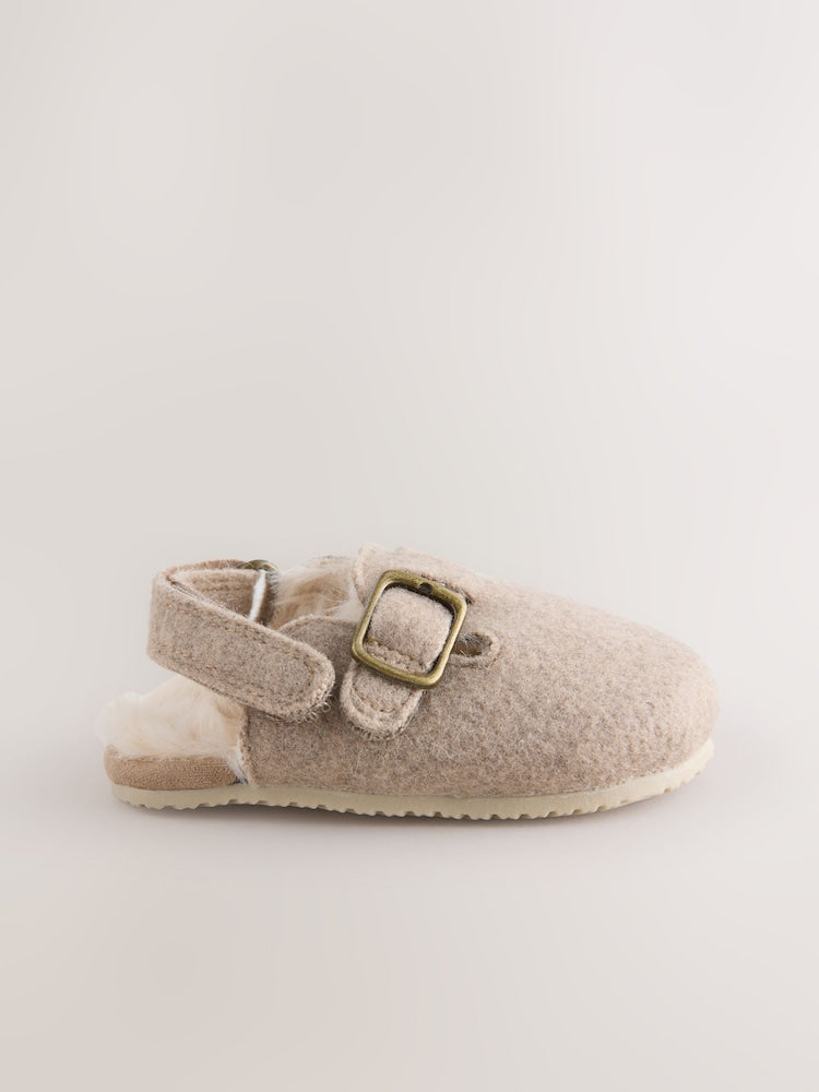 Neutral Baby Faux Lined Clog Shoes (0-2mths)