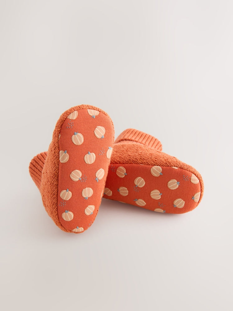 Orange Pumpkin Baby Sock Top Boots (0-18mths)