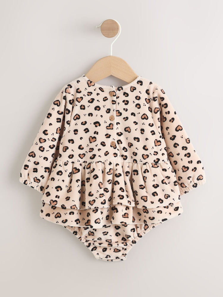 Natural Animal Baby Bloomer Rompers Set 2 Piece with Tights