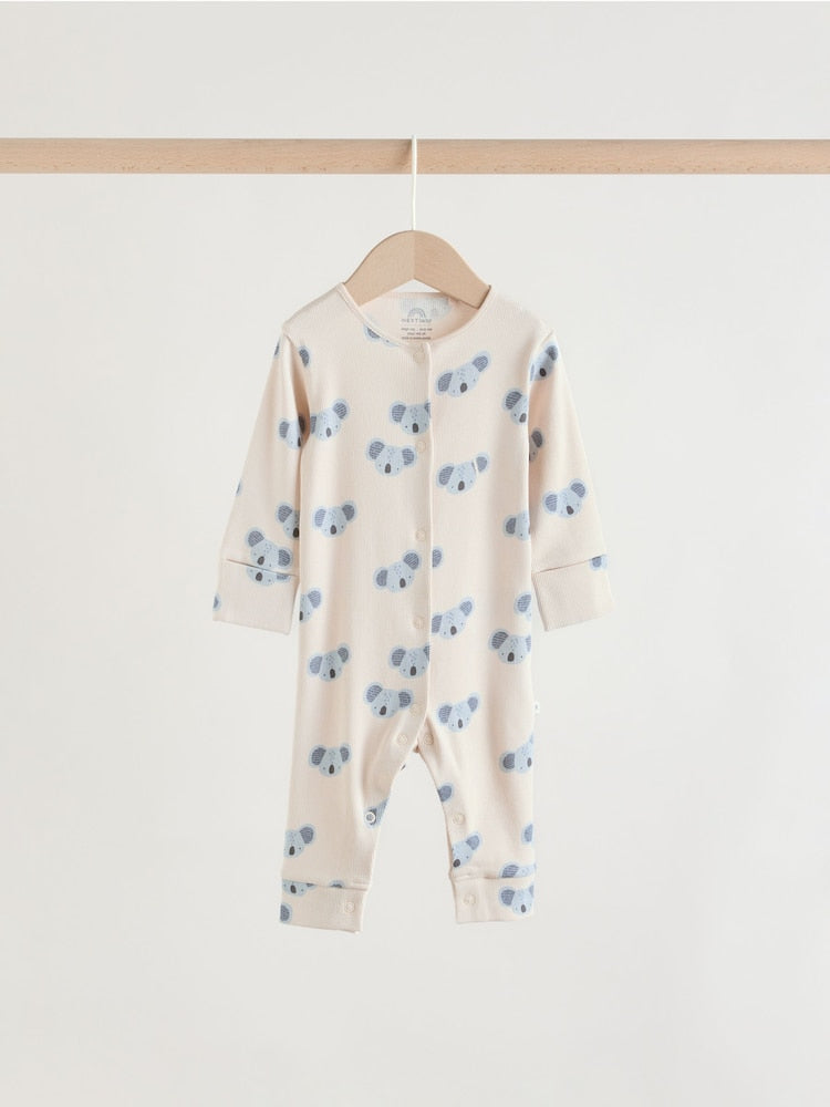 Multi Safari Animal Baby Sleepsuits 4 Pack (0mths-3yrs)