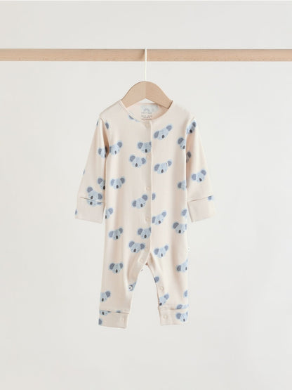 Multi Safari Animal Baby Sleepsuits 4 Pack (0mths-3yrs)