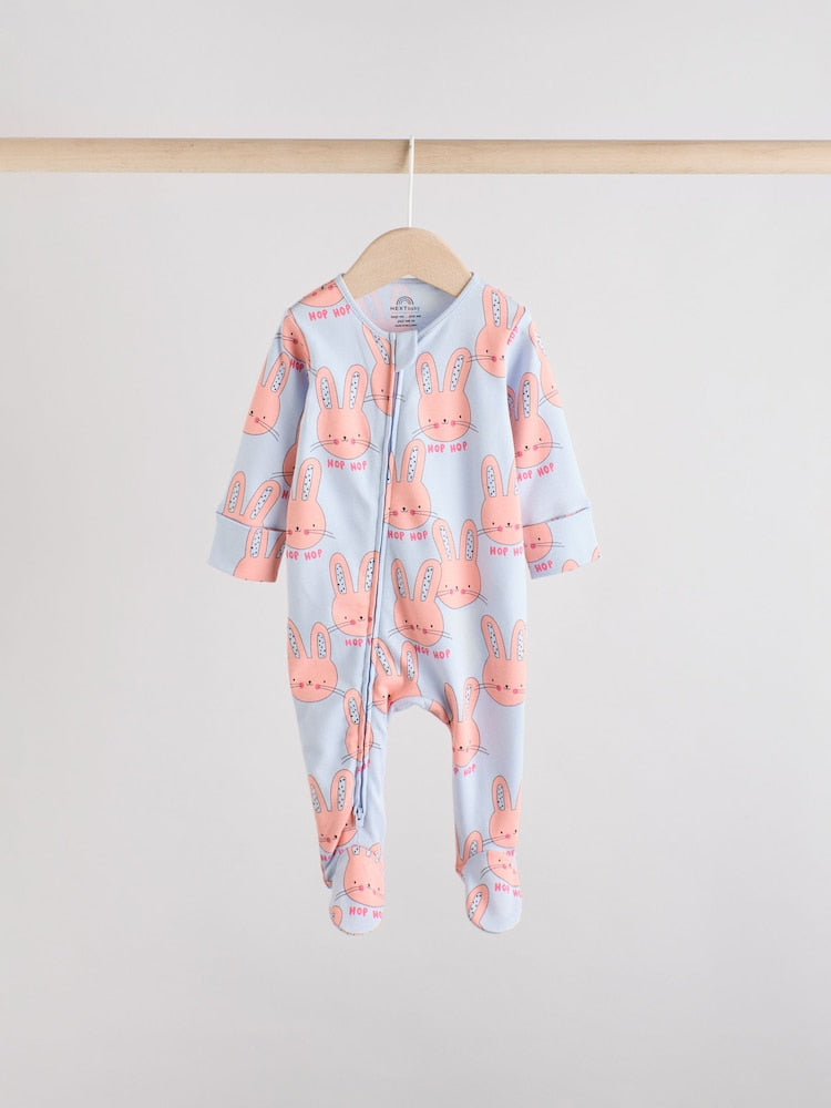 Bright Two Way Zip Sleepsuits 3 Pack (0-2yrs)