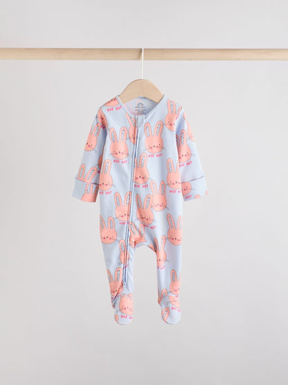 Bright Two Way Zip Sleepsuits 3 Pack (0-2yrs)