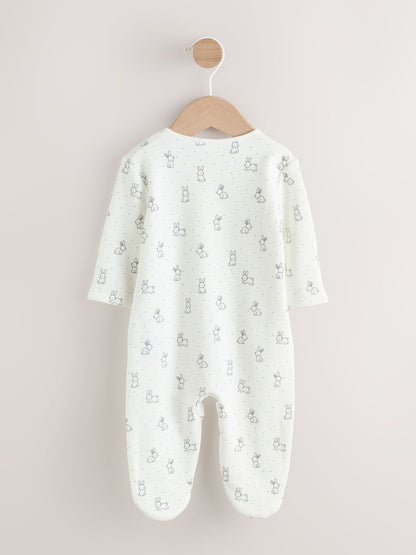 Ecru Fleece Lined Two Way Zip Baby Sleepsuit