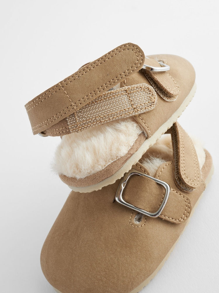 Neutral Faux Fur Lined Baby Clogs (0-18mths)