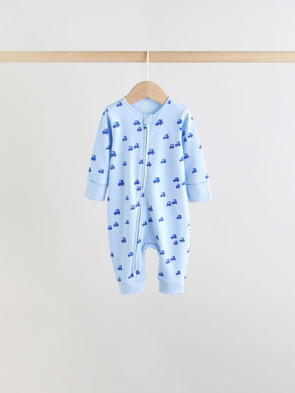 Multi Two Way Zip Baby Sleepsuit 5 Pack (0mths-3yrs)