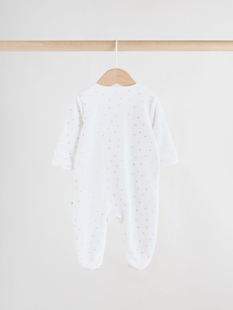 Grey Velour Two Way Zip Baby Sleepsuits 2 Pack (0-2yrs)