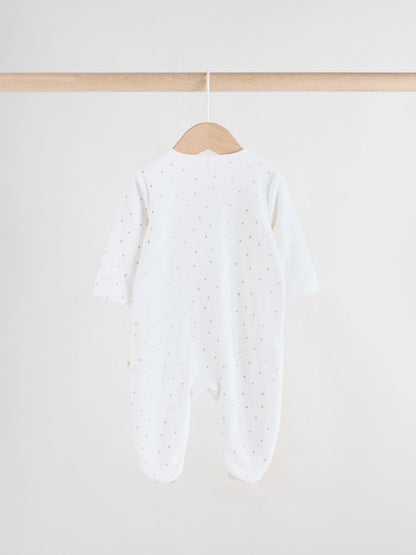 Grey Velour Two Way Zip Baby Sleepsuits 2 Pack (0-2yrs)