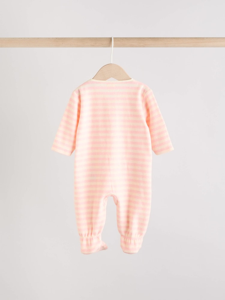 Pink 4 Pack Baby Micro Fleece Two Way Zip Sleepsuits