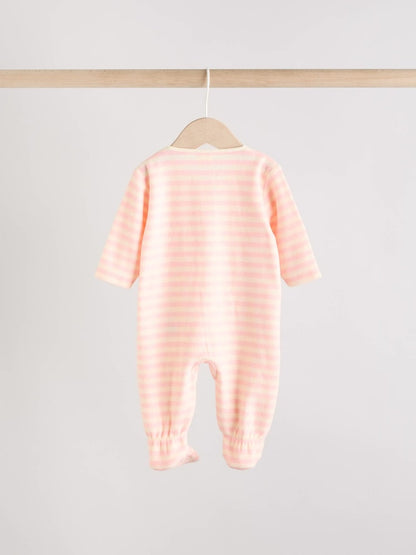 Pink 4 Pack Baby Micro Fleece Two Way Zip Sleepsuits