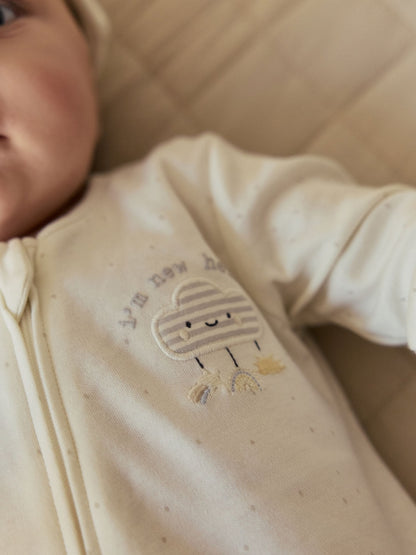 Neutral Im New Here Sleepsuit And Hat Set (0-9mths)