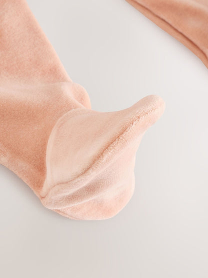 Pink Velour Baby Sleepsuit (0mths-3yrs)