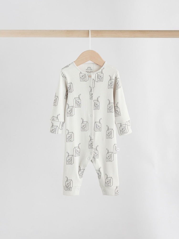 Neutral Croissant Breakfast Baby Footless Sleepsuits 3 Pack