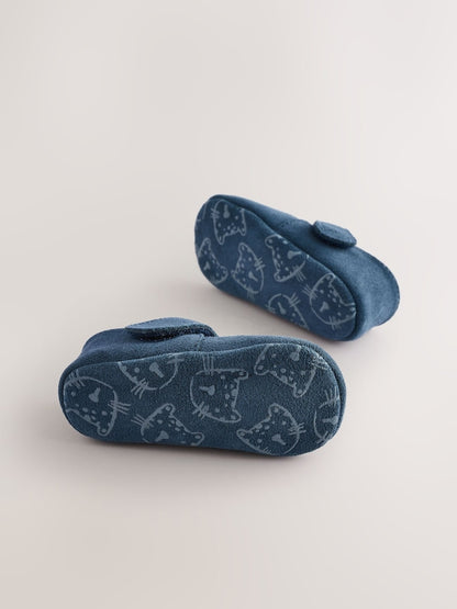 Navy Suede Leather Baby T-Bar Shoes (0-24mths)