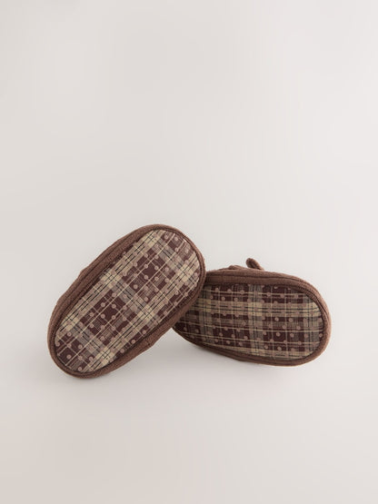 Chocolate Brown Bear Baby Slip-Ons Shoes (0-2mths)