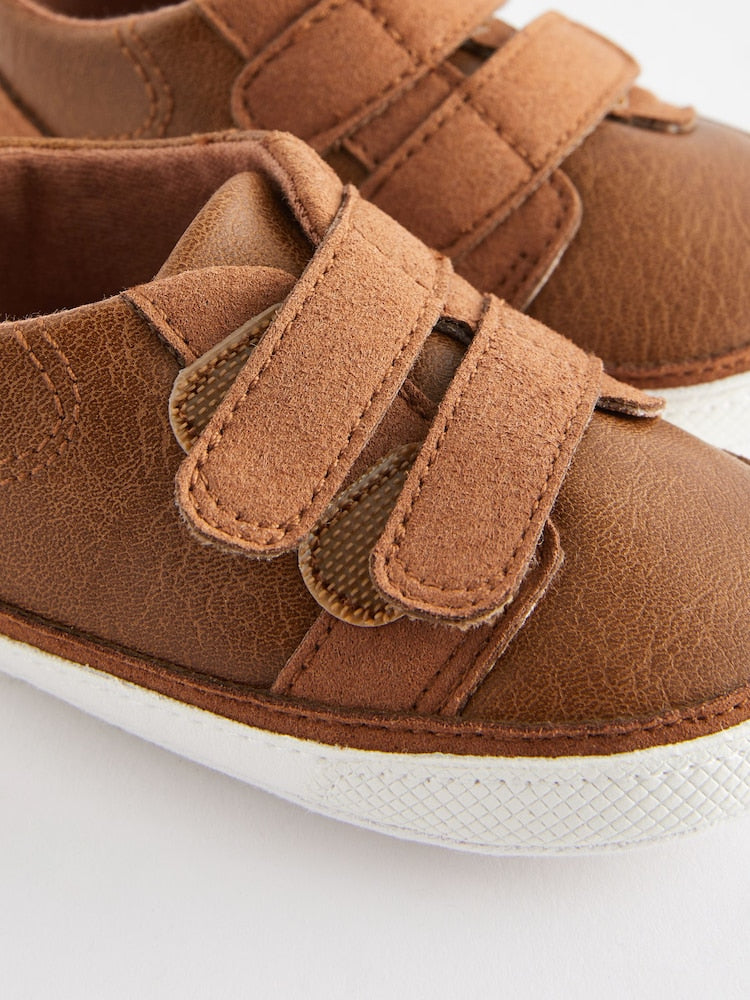 Tan Brown Two Strap Baby Trainers (0-24mths)