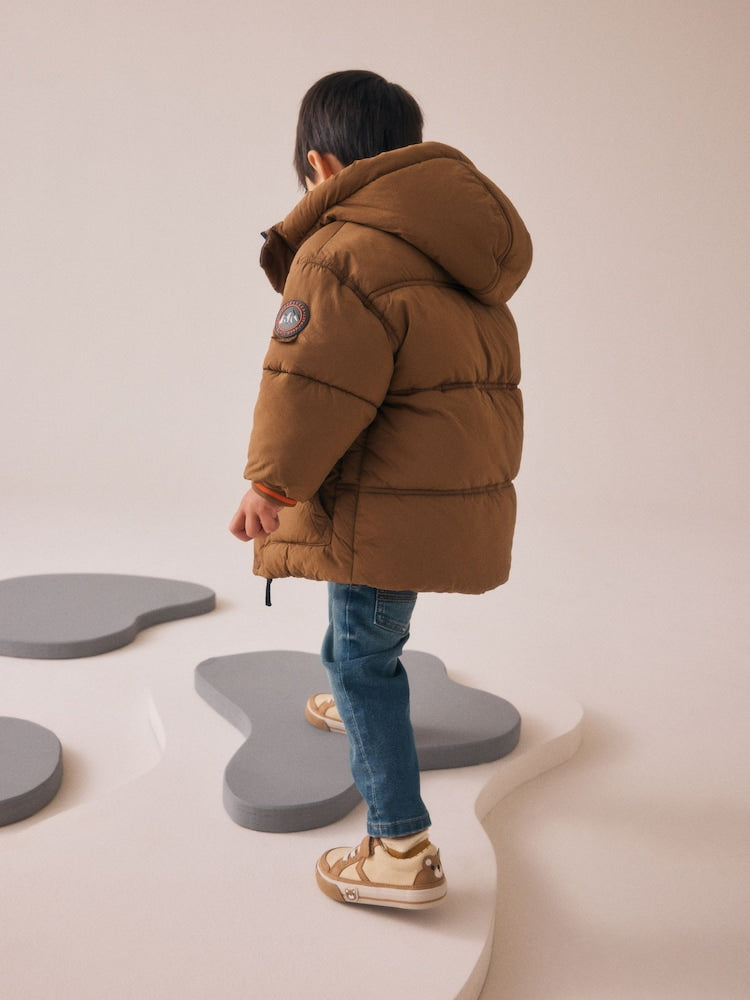 Brown Borg Lined Padded Shower Resistant Coat (3mths-7yrs)