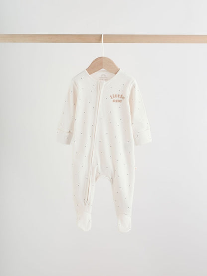 Neutral Milkclub Two Way Zip Baby Sleepsuits 3 Pack (0-2yrs)