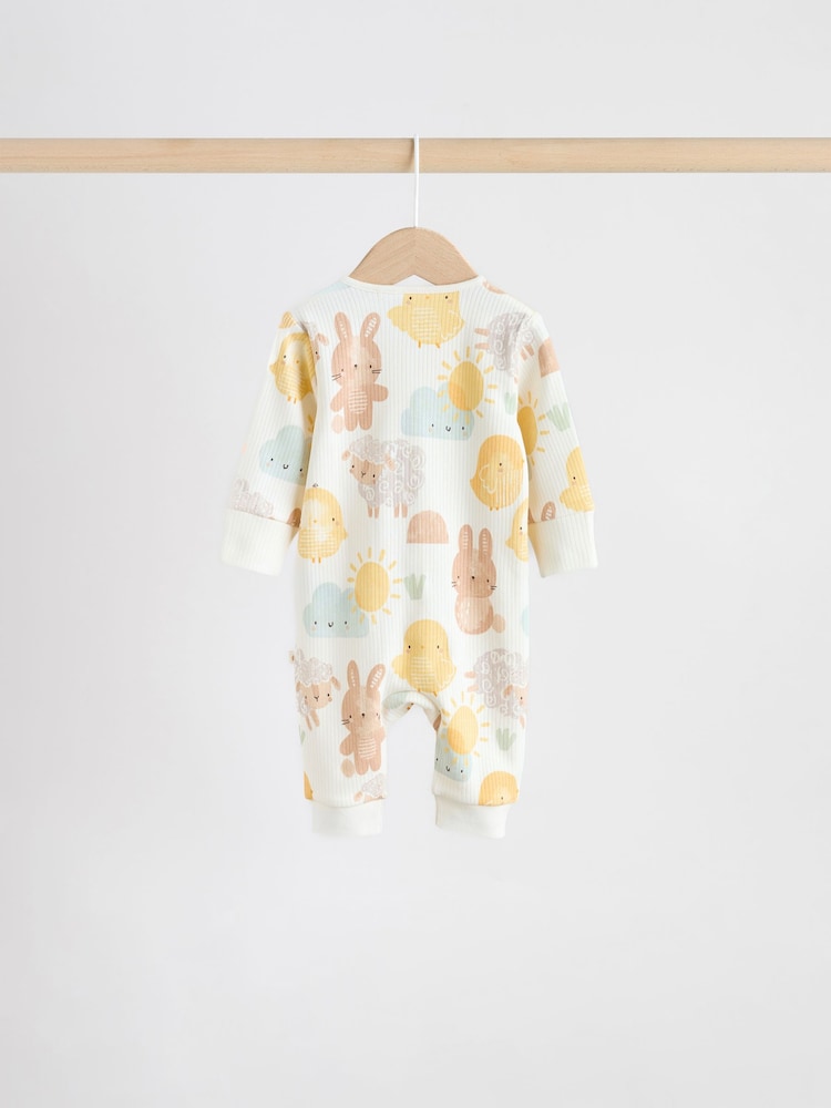 Yellow Easter Character Two Way Zip Baby Sleepsuits 3 Pack (0mths-3yrs)