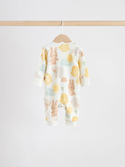 Yellow Easter Character Two Way Zip Baby Sleepsuits 3 Pack (0mths-3yrs)