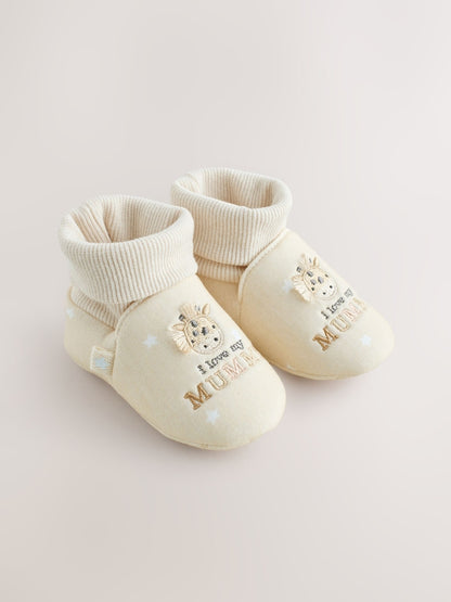 Neutral I Love Mummy/Daddy Baby Sock Top Bootie Shoes (0-18mths)