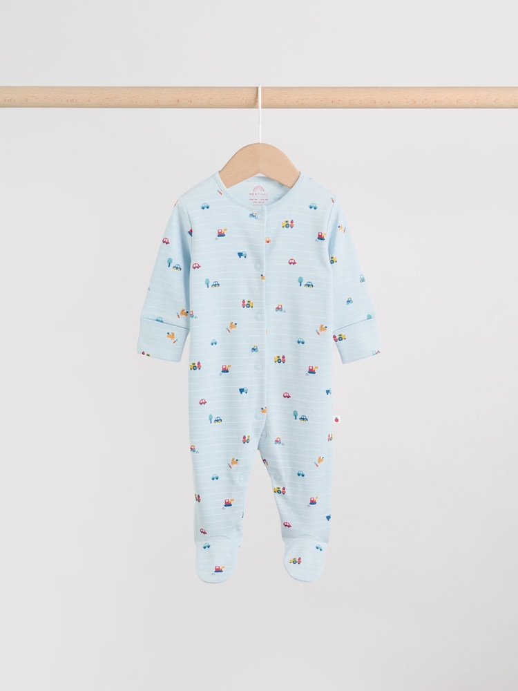 Multi Farm 3 Pack Baby Sleepsuits (0mths-2yrs)