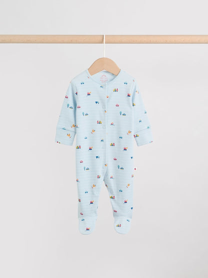 Multi Farm 3 Pack Baby Sleepsuits (0mths-2yrs)