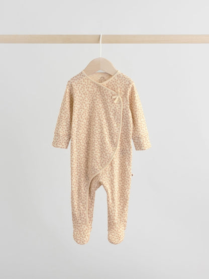 Brown Ditsy Floral Baby Sleepsuits 3 Pack (0-2yrs)