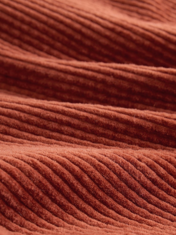 Rust Red Hooded Corduroy Overshirt & T-Shirt Set 2 Piece