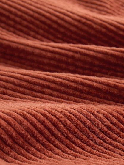 Rust Red Hooded Corduroy Overshirt & T-Shirt Set 2 Piece