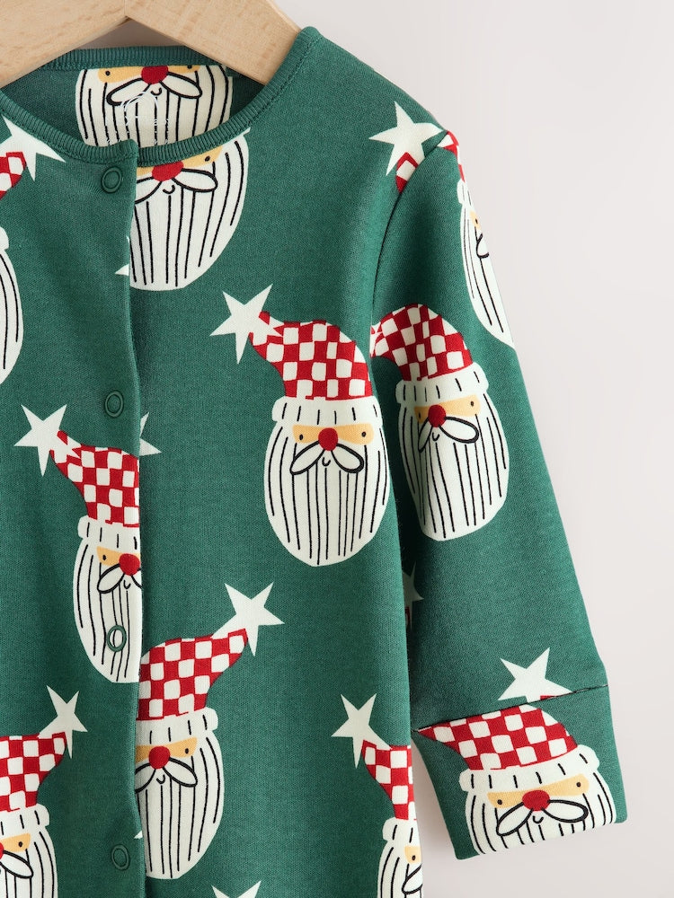 Green Santa Matching Family Christmas Sleepsuit (0mths-3yrs)